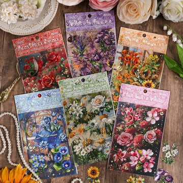 (Buy 1 Get 1 Free) Premium Floral Journaling Stickers – Pack of 4 Sheets – Botanical Aesthetic Stickers for Planners & Scrapbooks