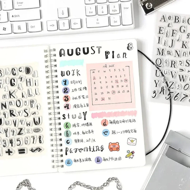 Alphabet & Number Mini Clear Rubber Stamps – A to Z & 0 to 9 – 1 Sheet for Journaling, Scrapbooking & DIY Crafts