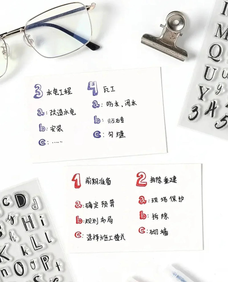 Alphabet & Number Mini Clear Rubber Stamps – A to Z & 0 to 9 – 1 Sheet for Journaling, Scrapbooking & DIY Crafts
