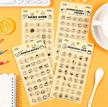 Mini Clear Rubber Stamps for Journaling & Scrapbooking – 1 Sheet with 40 Assorted Designs