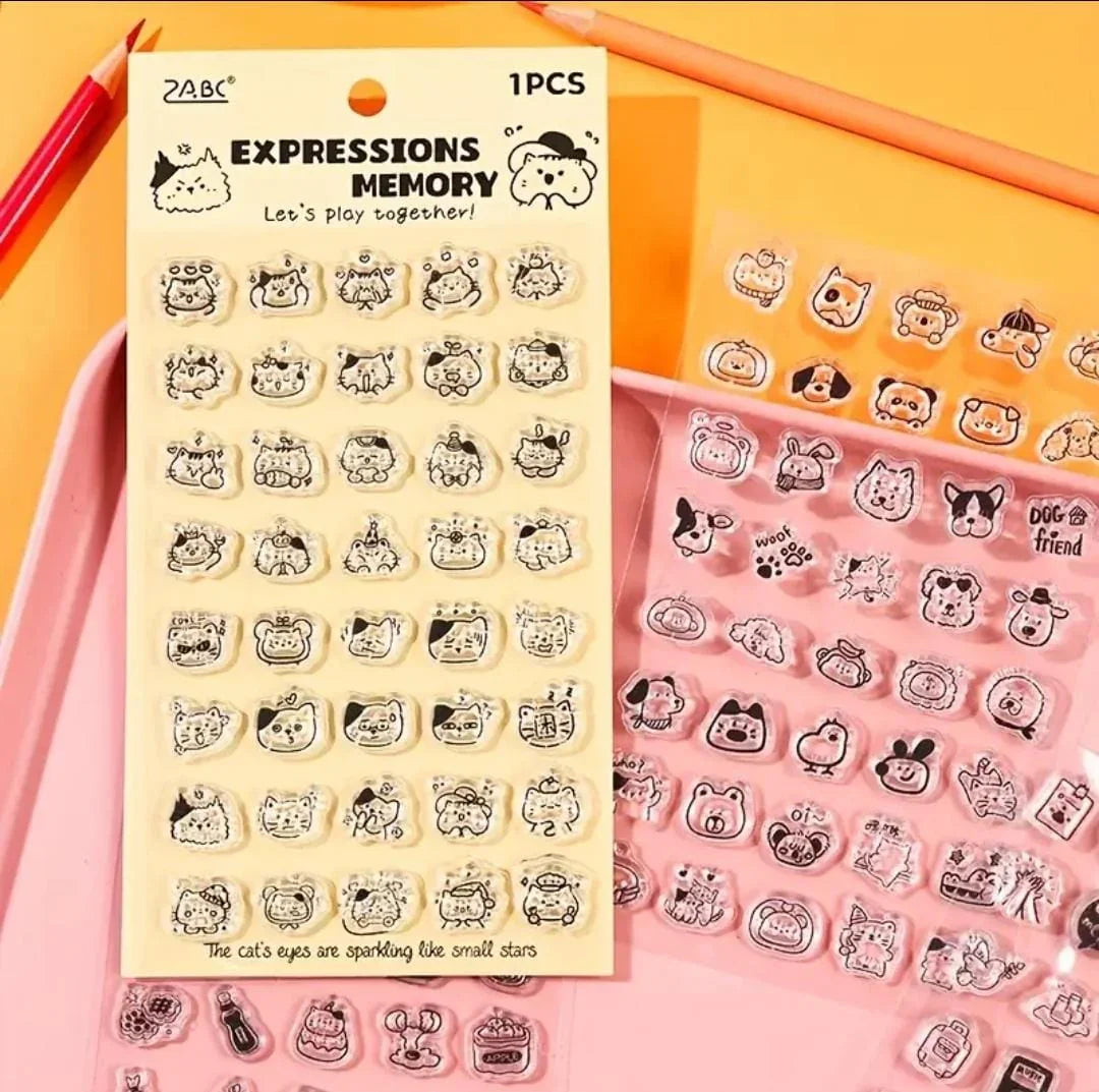 Mini Clear Rubber Stamps for Journaling & Scrapbooking – 1 Sheet with 40 Assorted Designs