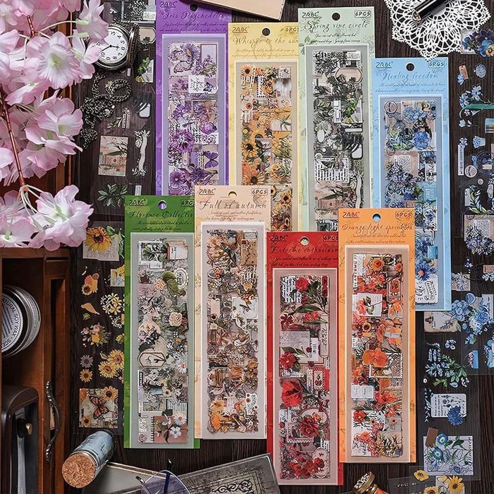 (Buy 1 Get 1 Free) Premium Floral Journaling Stickers l Pack of 6 Sheets l Elegant Botanical Stickers for Planners & Scrapbooks