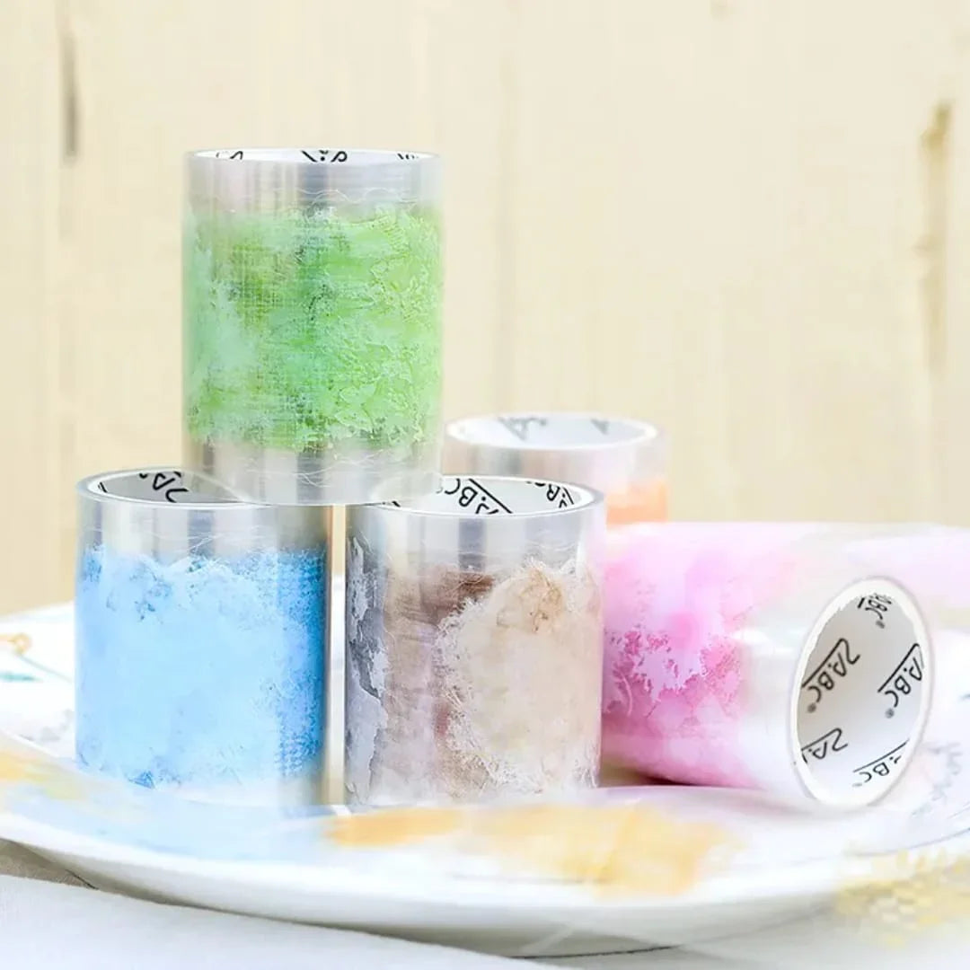 Premium Pastel Transparetnt Water & river Washi Tape – Pack of 6 Rolls (50mm x 2m)