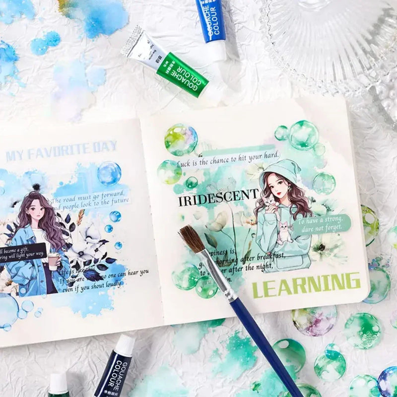 (Buy 1 Get 1 Free) Premium Bubble Journaling Stickers l Pack of 4 Sheets l Elegant Nature Stickers for Scrapbooking & Planners