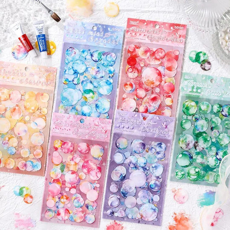 (Buy 1 Get 1 Free) Premium Bubble Journaling Stickers l Pack of 4 Sheets l Elegant Nature Stickers for Scrapbooking & Planners