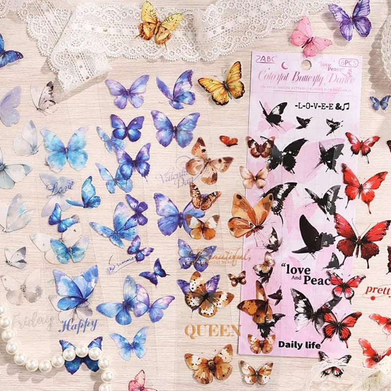 (Buy 1 Get 1 Free) Premium Butterfly Journaling Stickers l Pack of 6 Sheets l Elegant Nature Stickers for Scrapbooking & Planners