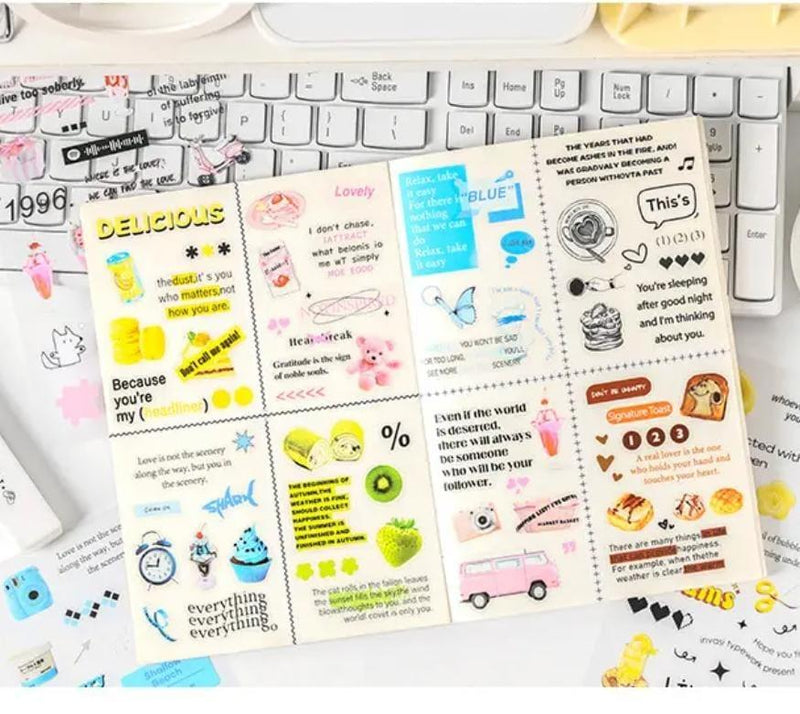 (Buy 1 Get 1 Free) Premium Quote Journaling Stickers l Pack of 4 Sheets l Elegant Breakfast Stickers for Scrapbooking & Planners