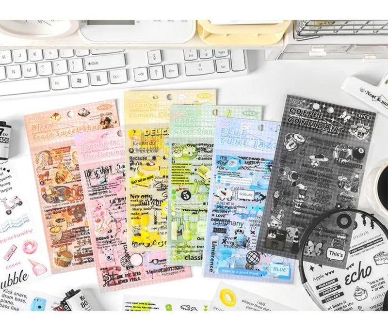 (Buy 1 Get 1 Free) Premium Quote Journaling Stickers l Pack of 4 Sheets l Elegant Breakfast Stickers for Scrapbooking & Planners