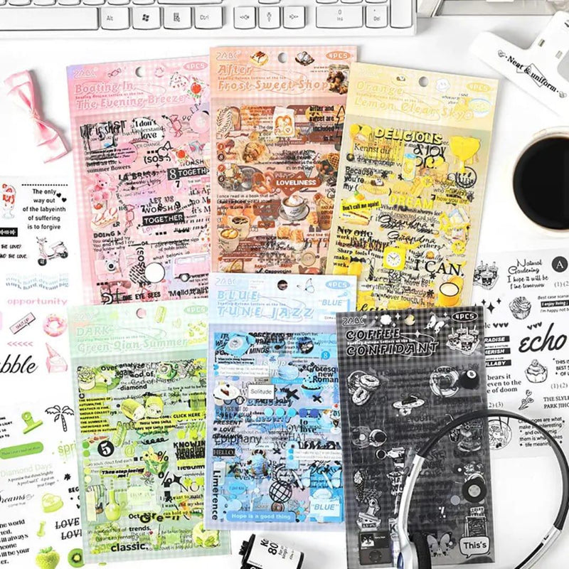 (Buy 1 Get 1 Free) Premium Quote Journaling Stickers l Pack of 4 Sheets l Elegant Breakfast Stickers for Scrapbooking & Planners