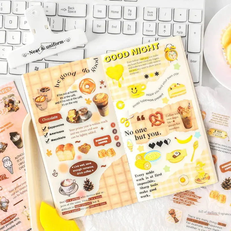 (Buy 1 Get 1 Free) Premium Quote Journaling Stickers l Pack of 4 Sheets l Elegant Breakfast Stickers for Scrapbooking & Planners