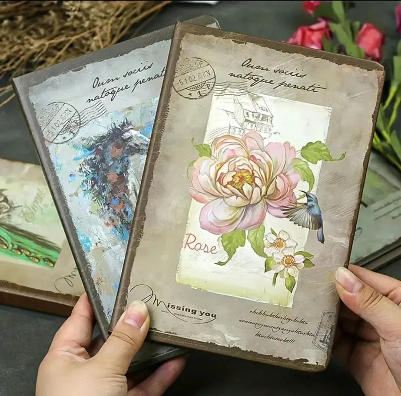 Vintage-Inspired Floral A5 Undated Journal I Aesthetic Retro Edition with thick pages l Hardcover l Pack of 1 diary