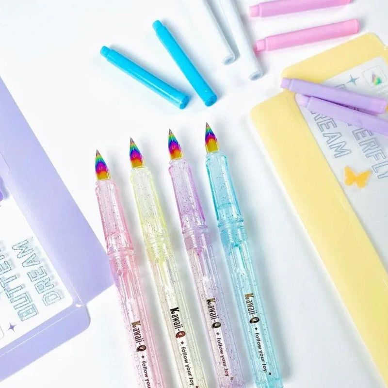 Buy 1 Get 1 Free – Dreamy Pastel Premium Fountain Pen Set | Smooth Rainbow Nib, Comfortable Grip & Extra Ink Cartridges