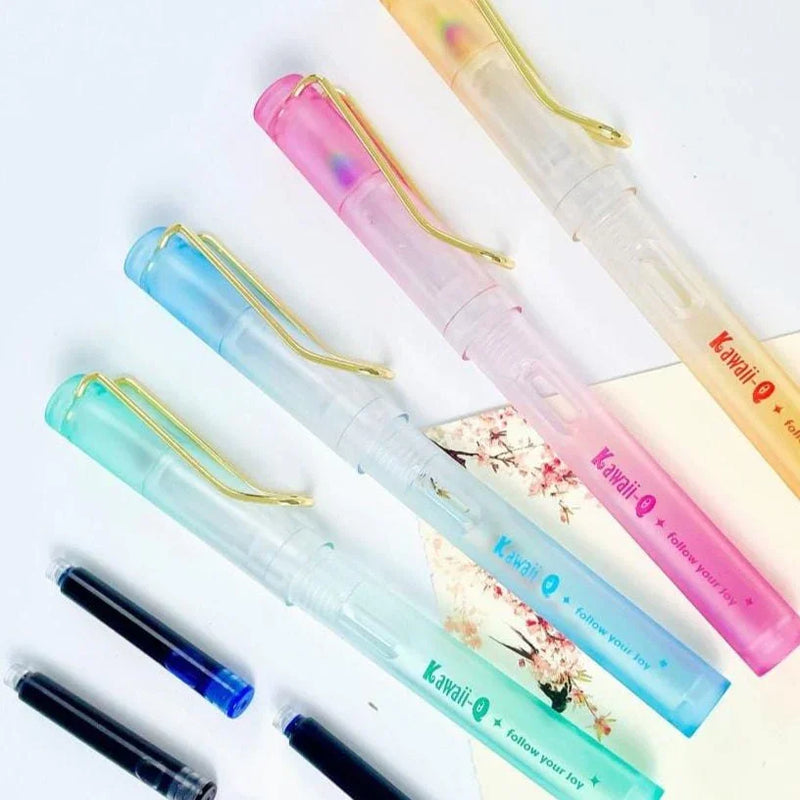 Buy 1 Get 1 Free – Dreamy Pastel Premium Fountain Pen Set | Smooth Rainbow Nib, Comfortable Grip & Extra Ink Cartridges