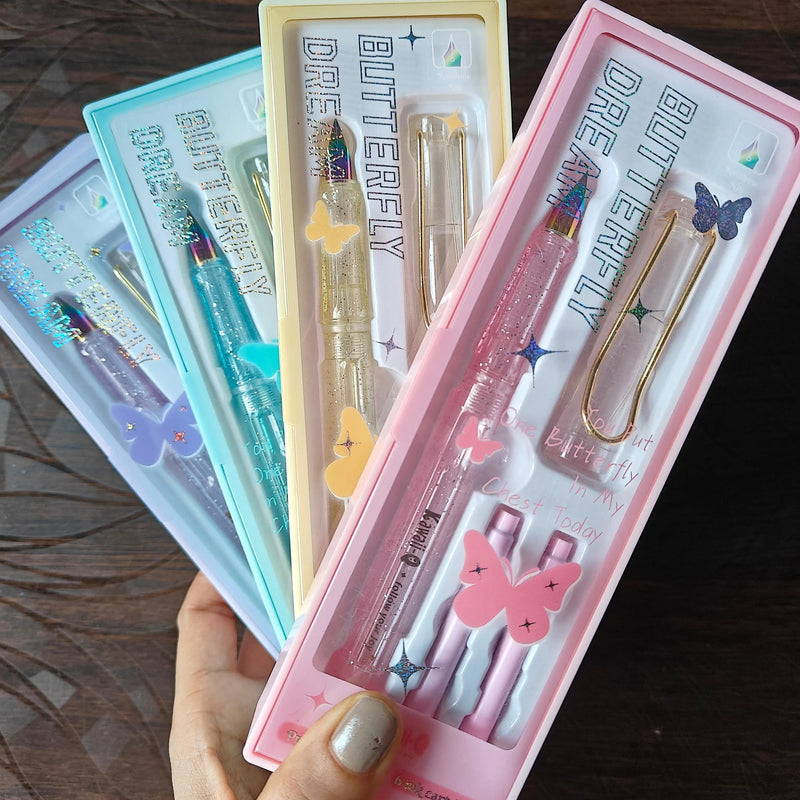 Buy 1 Get 1 Free – Dreamy Pastel Premium Fountain Pen Set | Smooth Rainbow Nib, Comfortable Grip & Extra Ink Cartridges