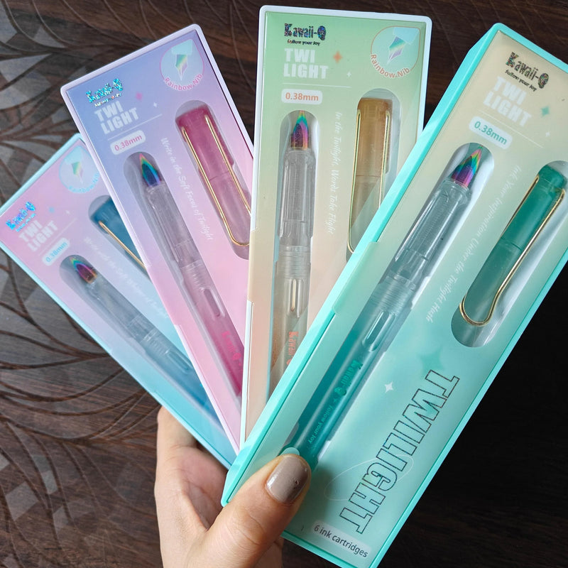 Buy 1 Get 1 Free – Dreamy Pastel Premium Fountain Pen Set | Smooth Rainbow Nib, Comfortable Grip & Extra Ink Cartridges
