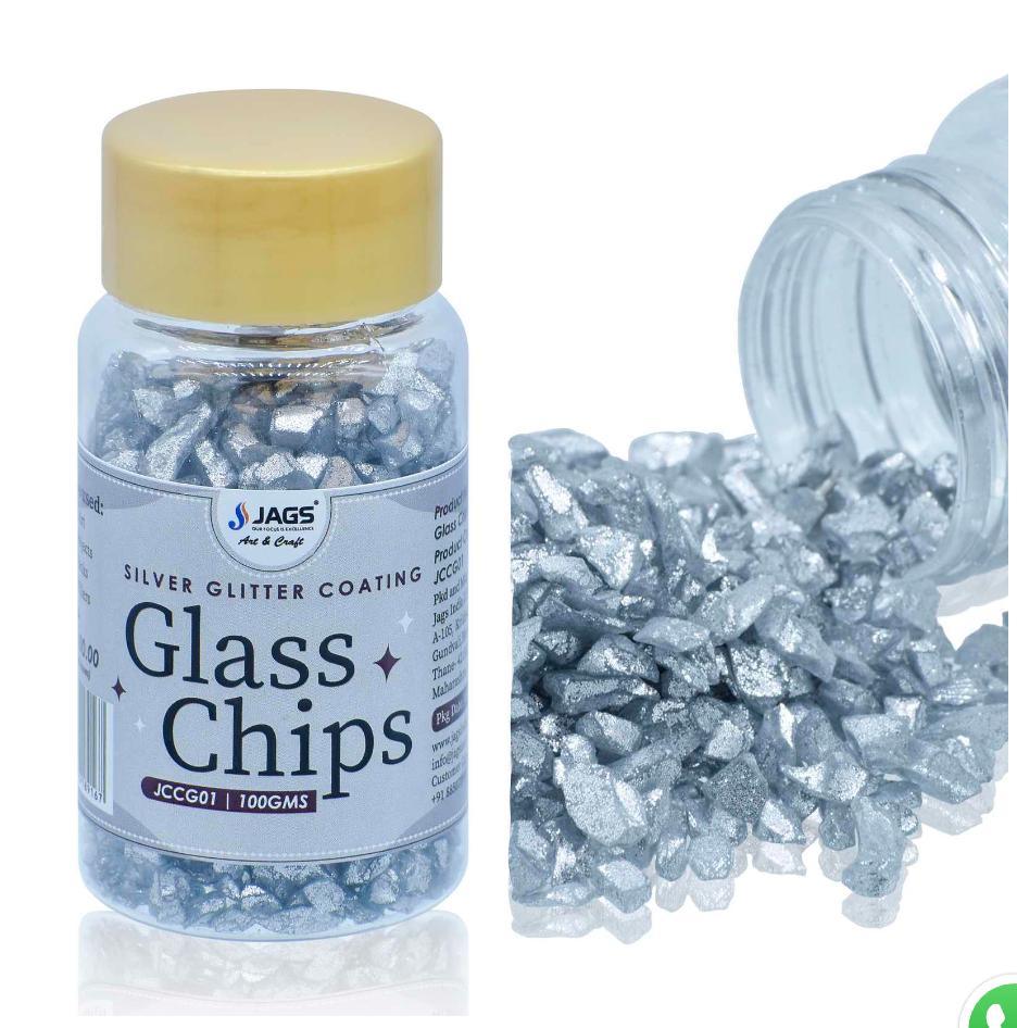 Jags Colour Coating Glass Chips – 100g Silver Glitter