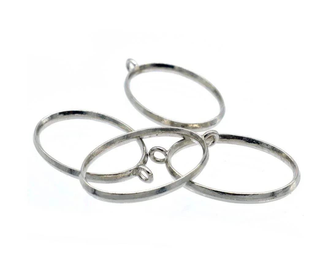 DIY Metal Imitation – 4Pcs Silver Oval Embellishments