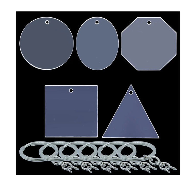 Acrylic Clear Keychain Set – 5 Pcs with Ring for DIY Crafting