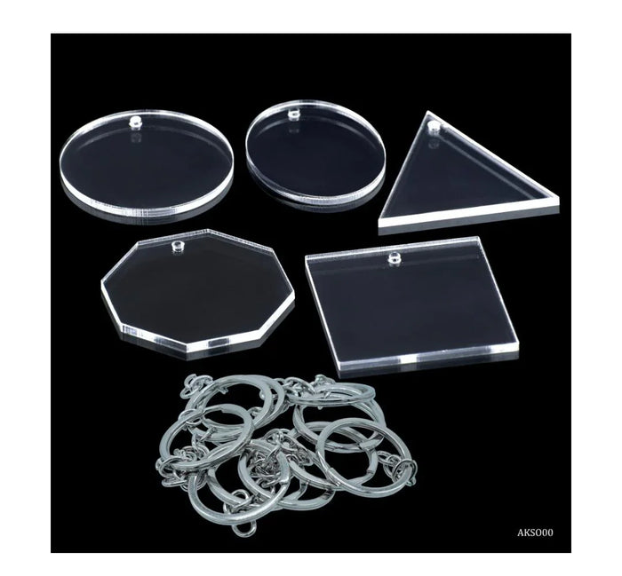Acrylic Clear Keychain Set – 5 Pcs with Ring for DIY Crafting