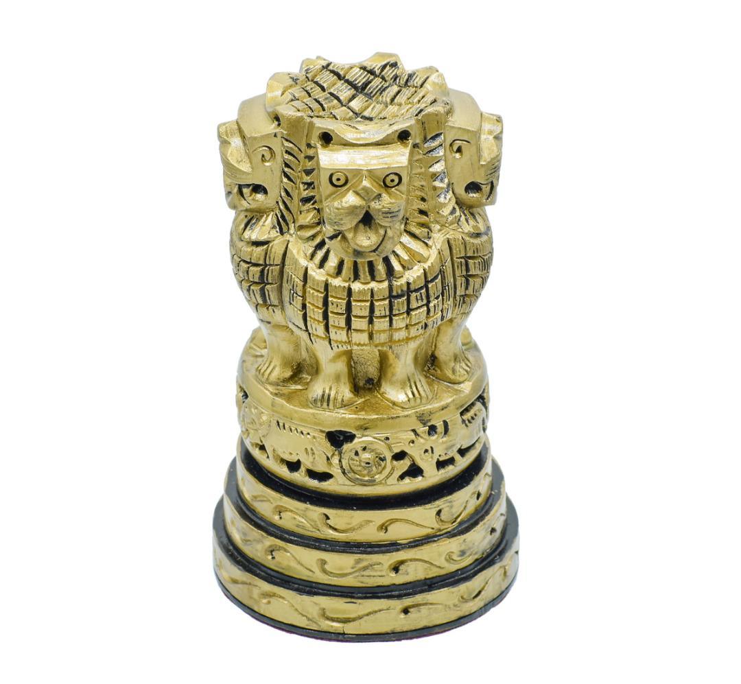 5" Antique Wooden Ashoka Head Decoration – Classic Patriotic Accent (