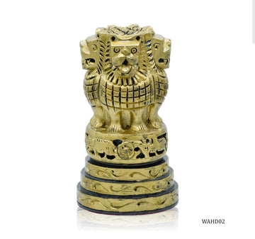 5" Antique Wooden Ashoka Head Decoration – Classic Patriotic Accent (