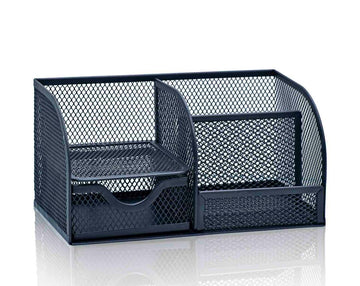 Multi-Compartment Metal Pen Stand Set for Desk