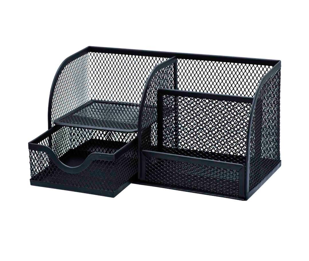 Multi-Compartment Metal Pen Stand Set for Desk