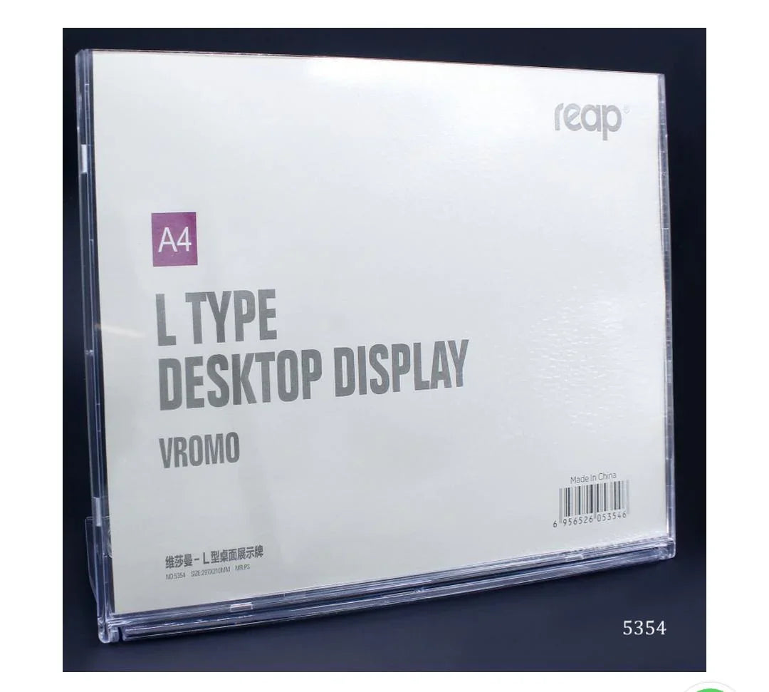 A4 Size L-Type Acrylic Display Stand – 297x210MM – 5354