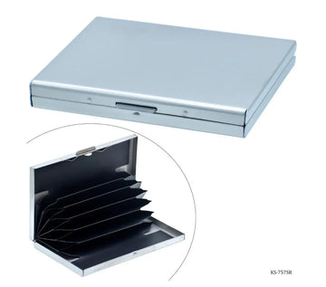 Push-Style Silver Card Holder for Business Cards – KS-757SR