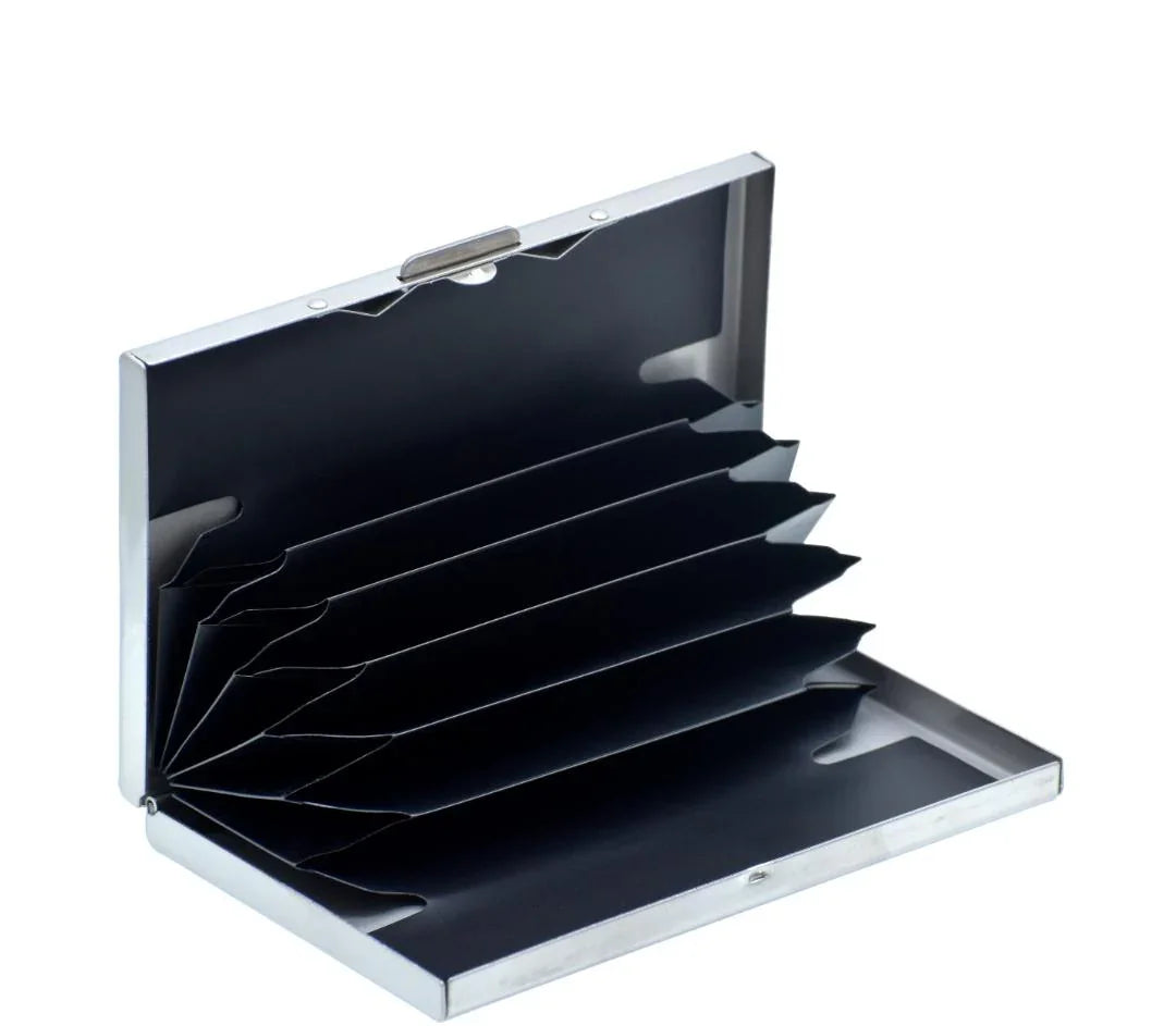 Push-Style Silver Card Holder for Business Cards – KS-757SR