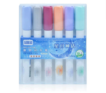 Glitter Highlighter Marker Pen Set – 6 Colors – DM-591-6B