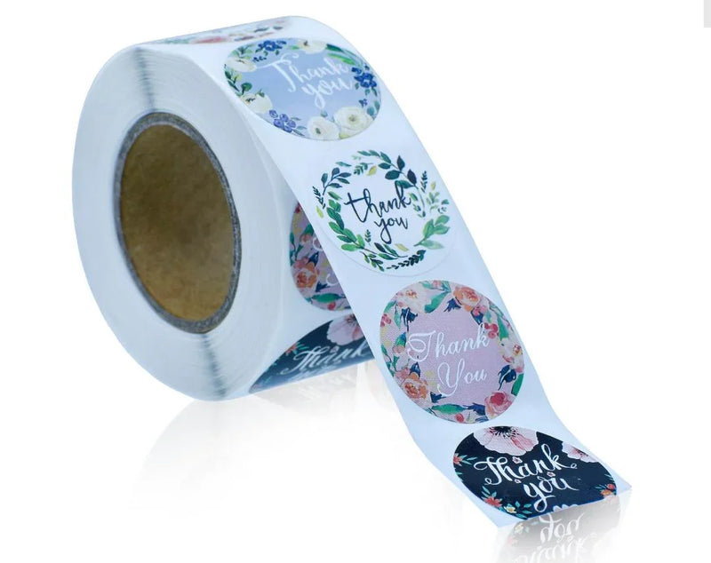 Jumbo Roll ) Thank you  paper tape l pack  of 1 roll contains 500 stickers