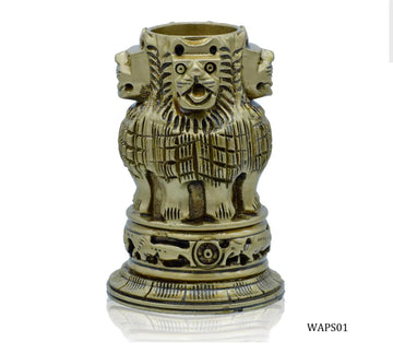 Wooden Ashoka Pen Stand – Antique Colour, 4 Inch