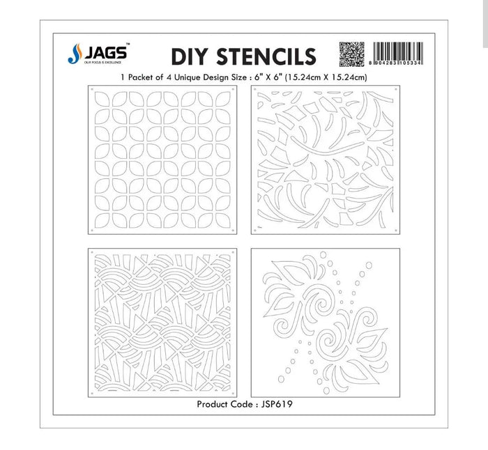Jags Stencil Plastic 6x6 – 4 Pcs Set – JSP619
