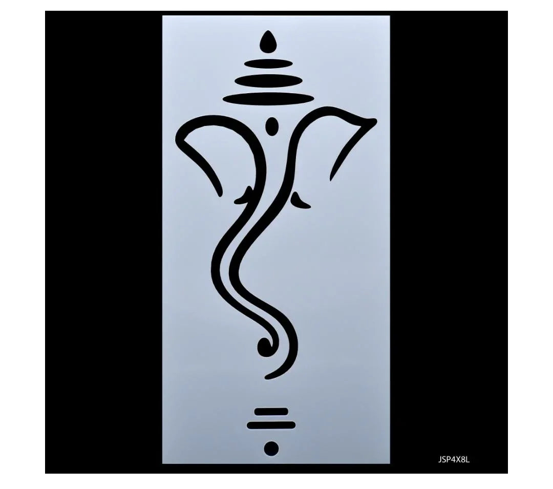 Ganesh Design Plastic Stencil – 4x8 Inch | 1 Pc for Painting, Mandala, and Wall Art