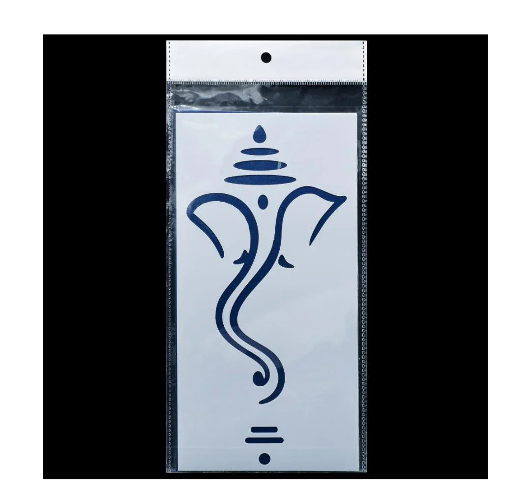 Ganesh Design Plastic Stencil – 4x8 Inch | 1 Pc for Painting, Mandala, and Wall Art