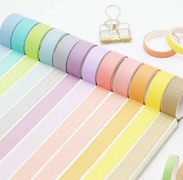 Colorful Rainbow Pastel Masking Tape l Pack of 5 tapes l 1.5 cm x 5 m