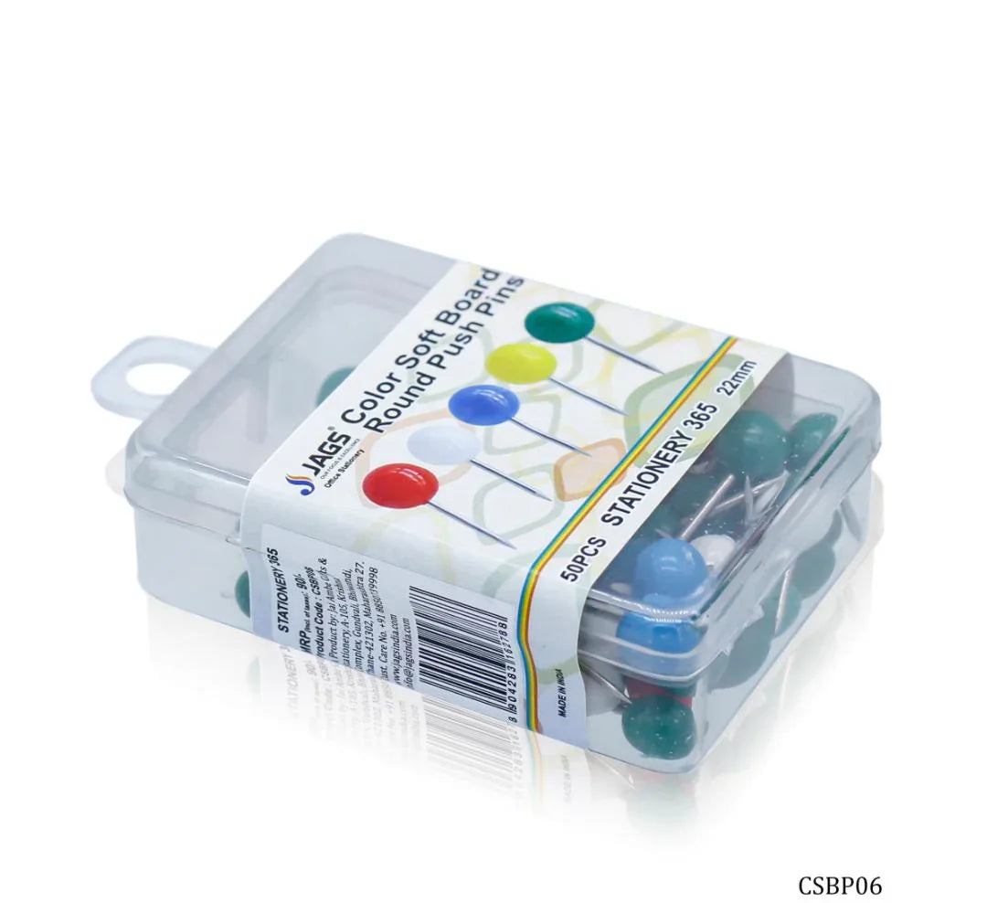 Round Colour Push Pins for Soft Boards – 65–70 Pcs
