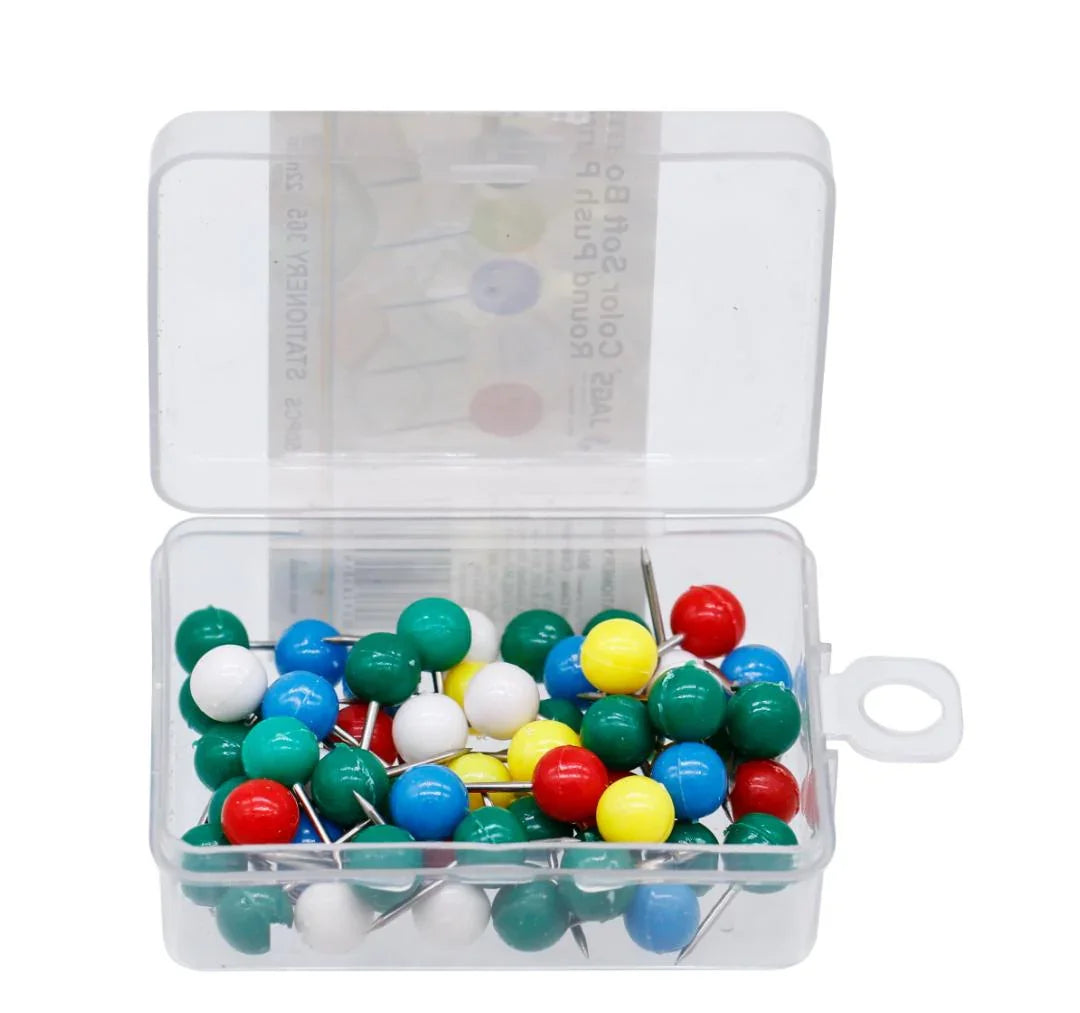Round Colour Push Pins for Soft Boards – 65–70 Pcs – Inkarto
