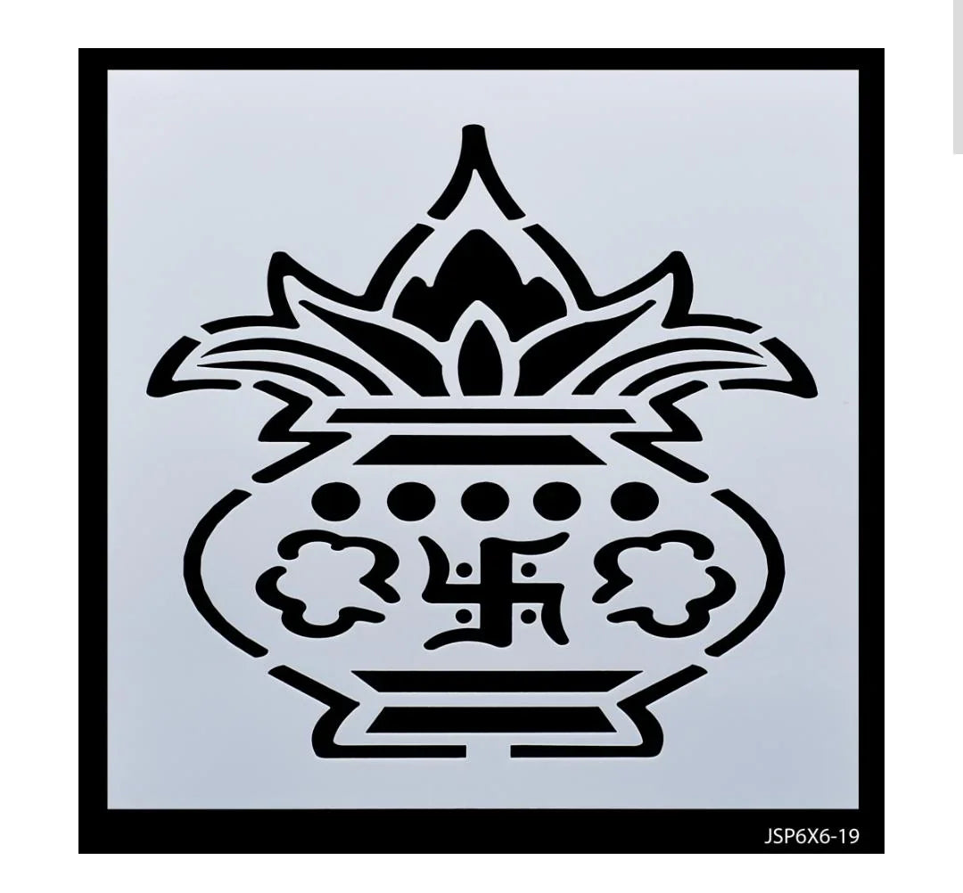 Jags 6x6 Plastic Stencil – Pooja Kalash Design
