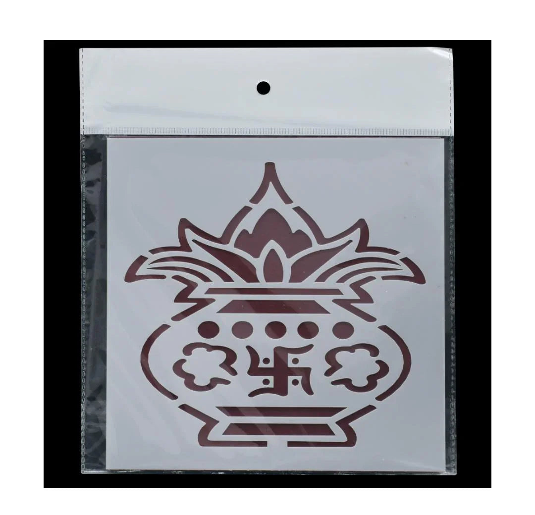 Jags 6x6 Plastic Stencil – Pooja Kalash Design