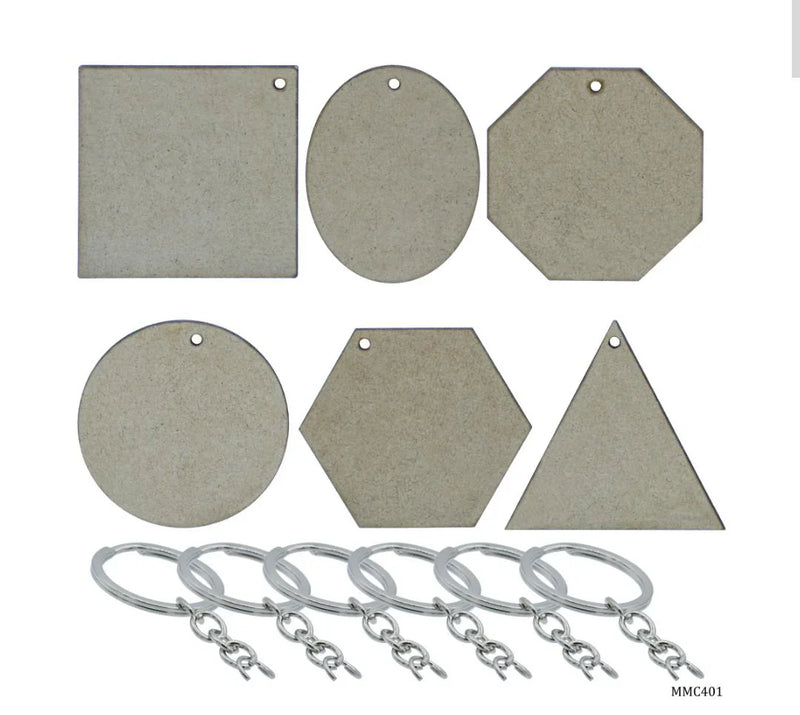 MDF Mandala Cutout Keychain – Set of 6 (2.5 Inch, 4MM)