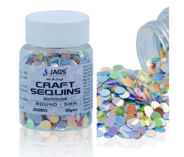 Jags Craft Sequins – Round 5MM Multicolour | 20g Pack |