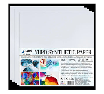 Jags Yupo Synthetic Paper – 12x12 Inch | 320GSM | 5 Sheets |