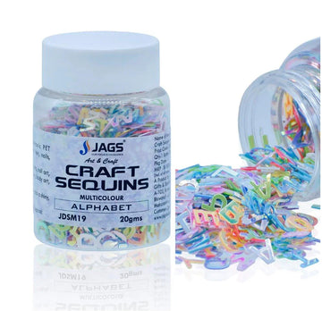 Jags Craft Sequins Multi Colour 20GMS Alphabet 6MM