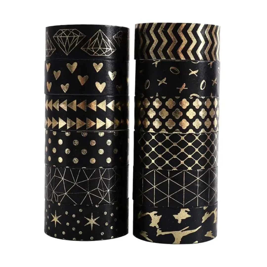 (Pack of 2) Premium gold foil washi tapes I Masking tape I Journaling tapes I Scrapbook tapes