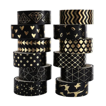 (Pack of 2) Premium gold foil washi tapes I Masking tape I Journaling tapes I Scrapbook tapes