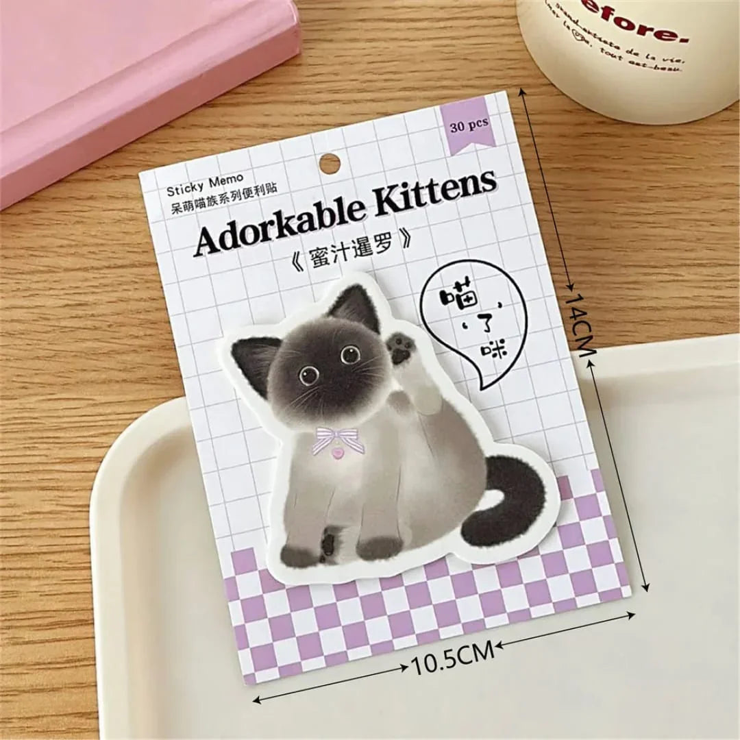Mini Cute Kitty Sticky Notes | 30 Sheets | 3x3 Pack