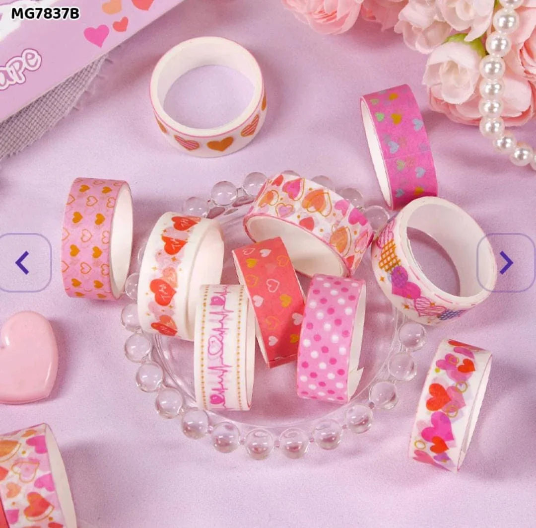 Premium High Quality Heart Washi tape  (contain 10 unit tapes)