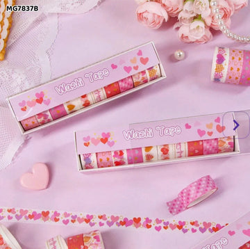Premium High Quality Heart Washi tape  (contain 10 unit tapes)